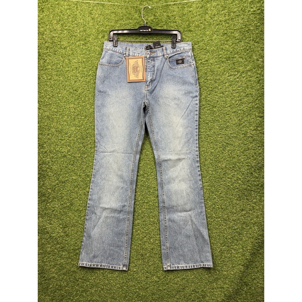 Harley-Davidson Curvy Boot Cut Jeans Womens 10 33x33 Light Wash Denim Biker NWT